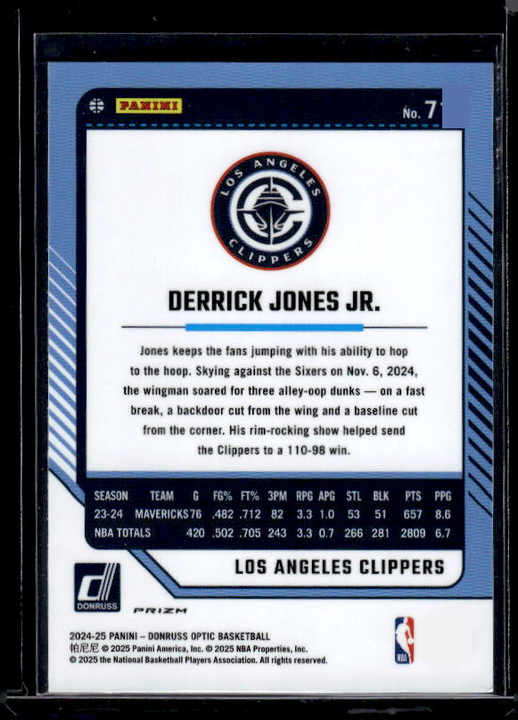 2024-25 Donruss Optic #71 Derrick Jones Jr. Purple