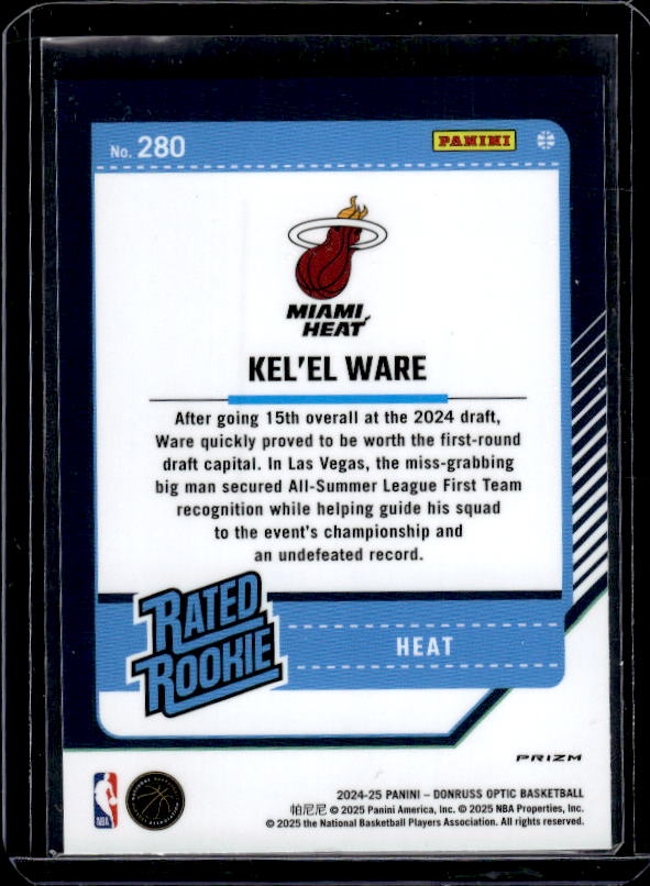2024-25 Donruss Optic #280 Kel'el Ware Purple