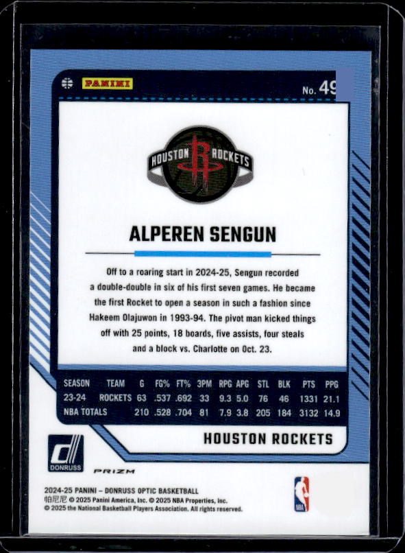 2024-25 Donruss Optic #49 Alperen Sengun Purple