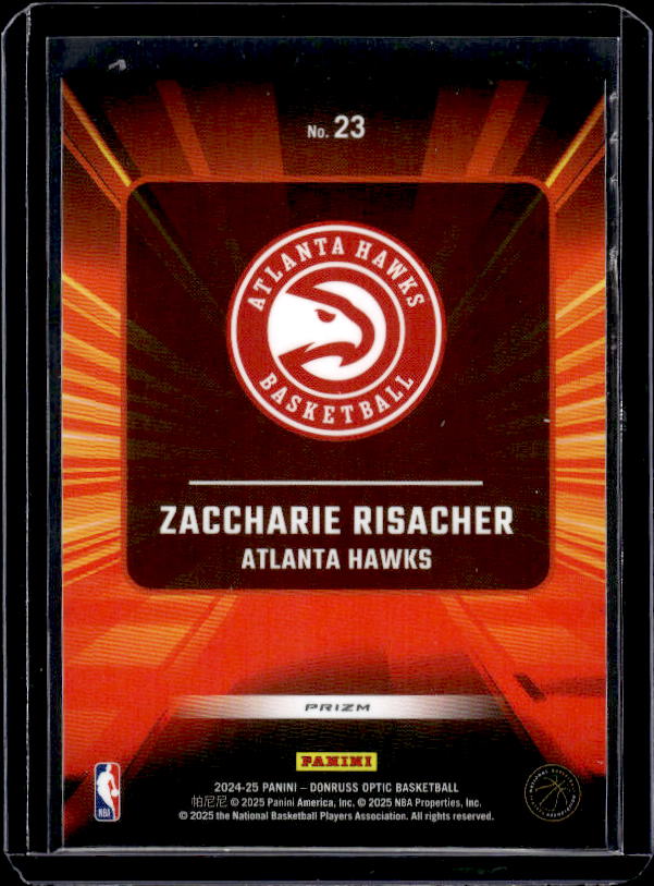 2024-25 Donruss Optic #23 Zaccharie Risacher Express Lane Purple