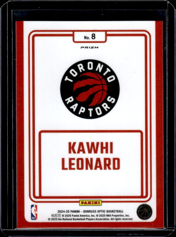 2024-25 Donruss Optic #8 Kawhi Leonard Winner Stays Purple