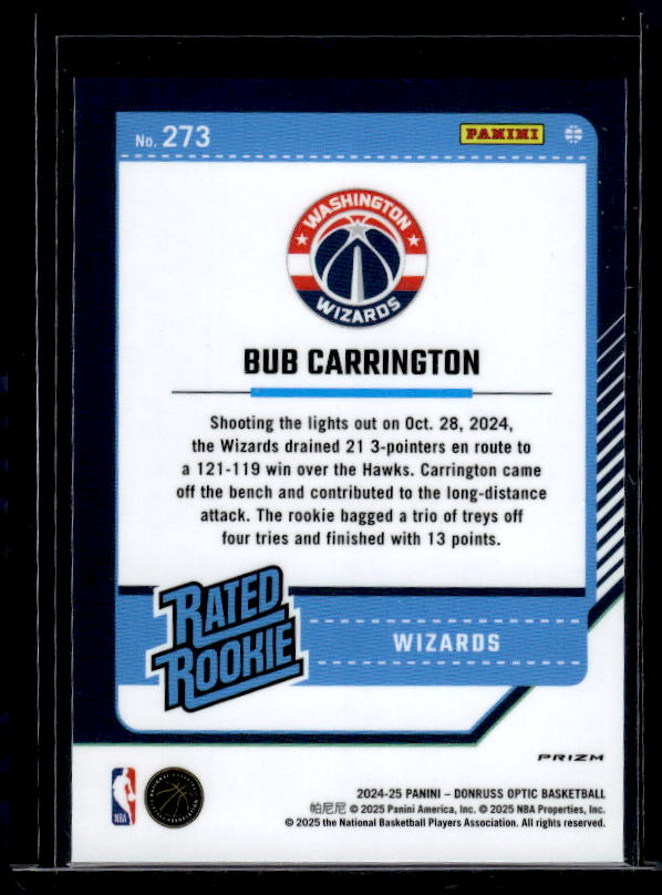 2024-25 Donruss Optic #273 Bub Carrington Holo