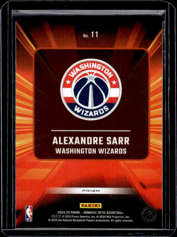 2024-25 Donruss Optic #11 Alexandre Sarr Express Lane Holo