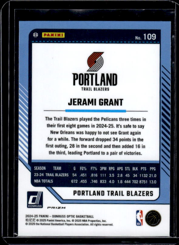 2024-25 Donruss Optic #109 Jerami Grant Holo