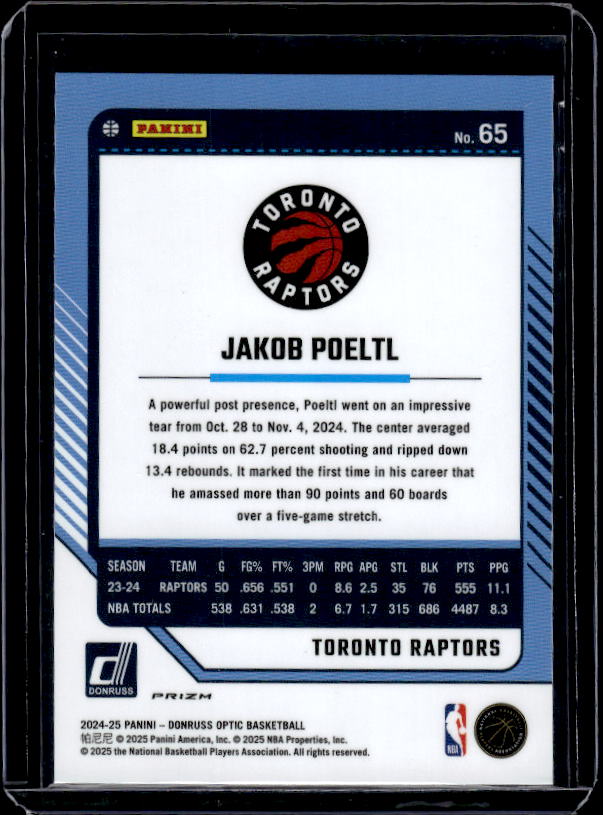 2024-25 Donruss Optic #65 Jakob Poeltl Holo