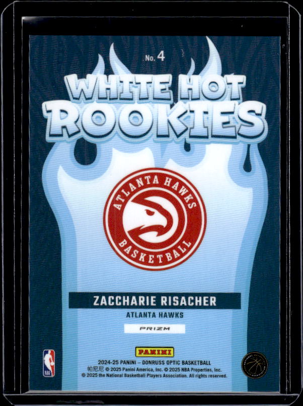 2024-25 Donruss Optic #4 Zaccharie Risacher White Hot Rookies Purple