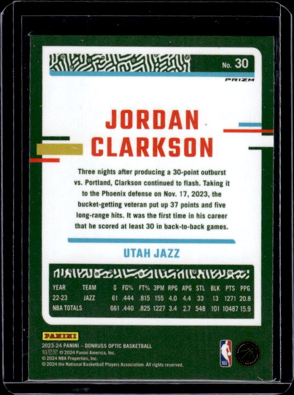 2023-24 Donruss Optic #30 Jordan Clarkson Holo