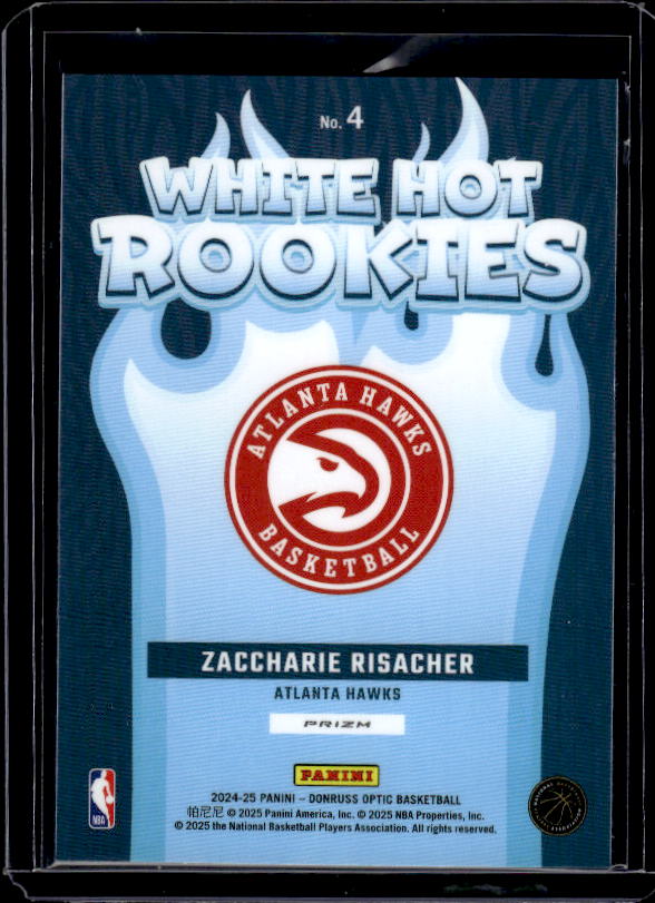 2024-25 Donruss Optic #4 Zaccharie Risacher White Hot Rookies Purple