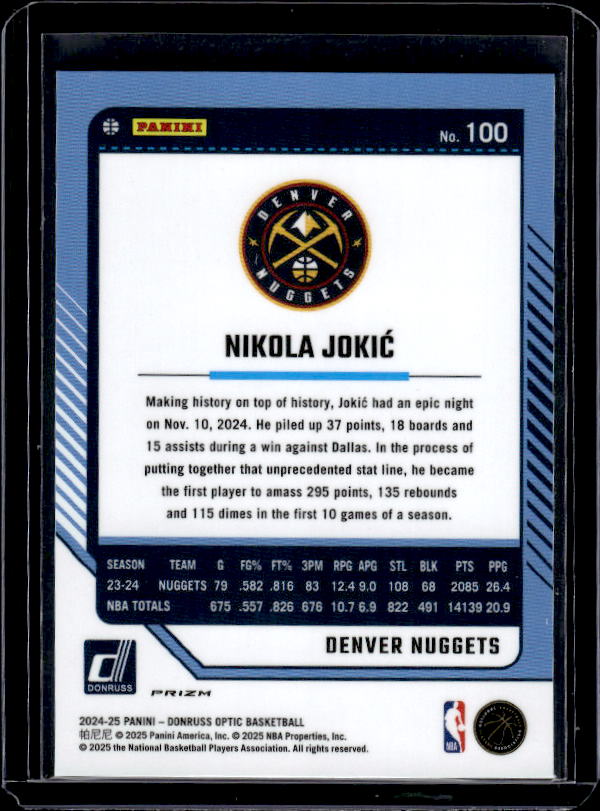 2024-25 Donruss Optic #100 Nikola Jokic Holo