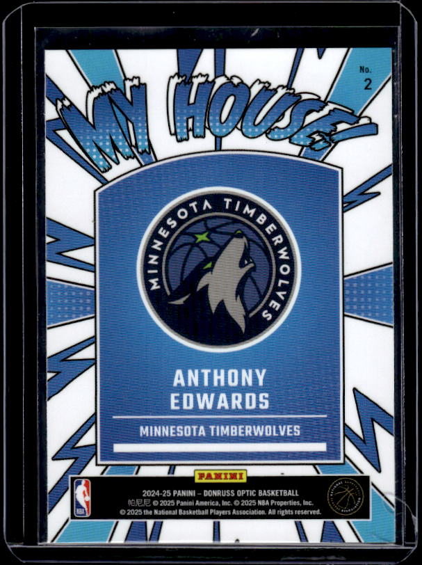 2024-25 Donruss Optic #2 Anthony Edwards My House Purple