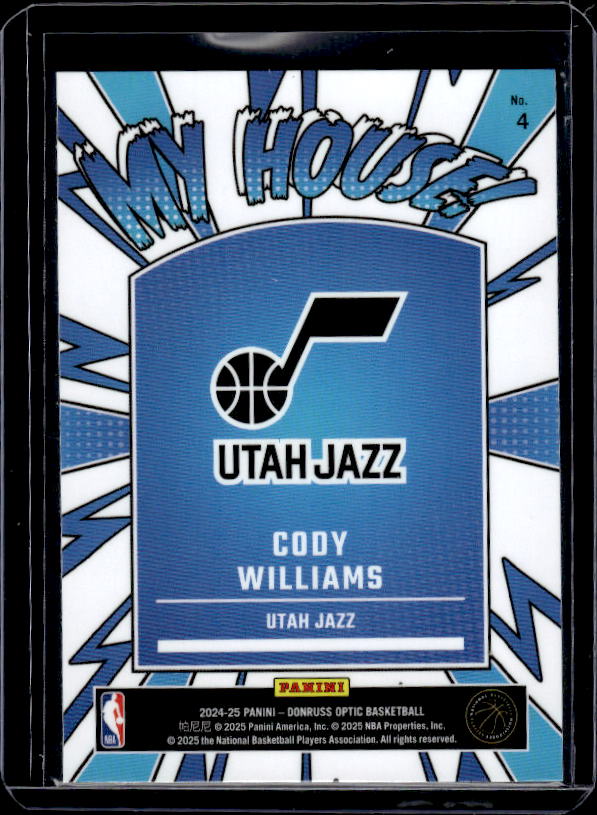 2024-25 Donruss Optic #4 Cody Williams My House