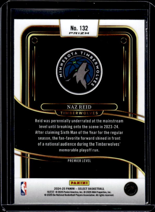 2024-25 Panini Select #132 Naz Reid Blue Prizm