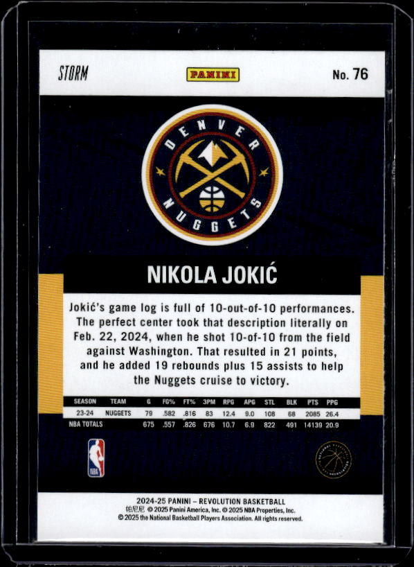 2024-25 Panini Revolution #76 Nikola Jokic Blue Storm