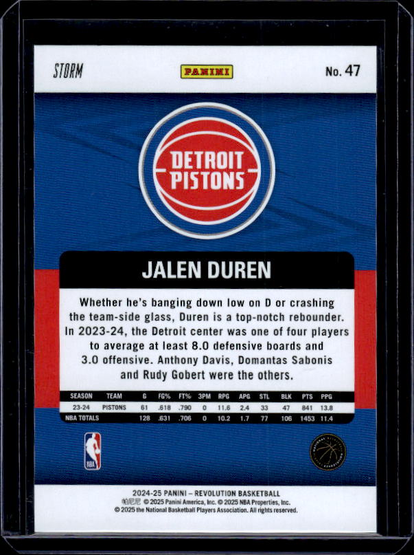 2024-25 Panini Revolution #47 Jalen Duren Blue Storm