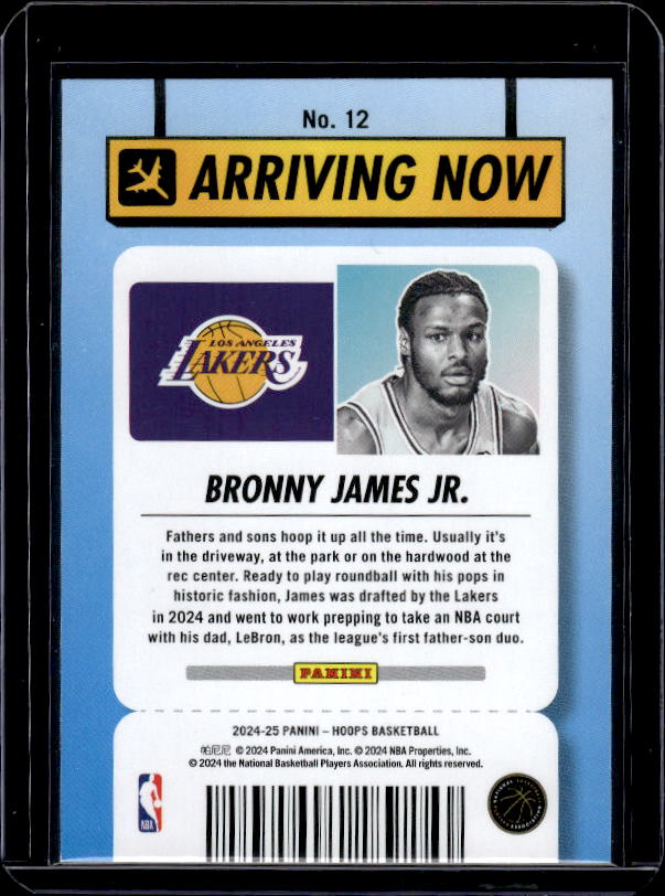 2024-25 Hoops #12 Bronny James Jr. Arriving Now