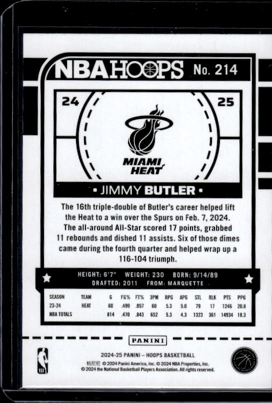 2024-25 Hoops #214 Jimmy Butler Purple