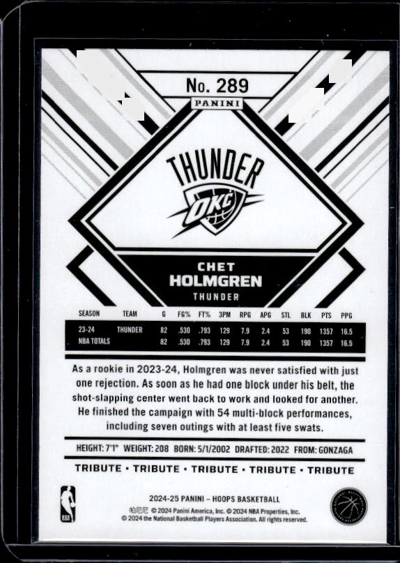 2024-25 Hoops #289 Chet Holmgren