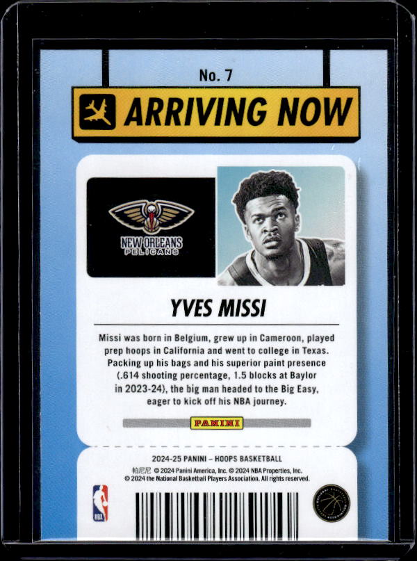 2024-25 Hoops #7 Yves Missi Arriving Now