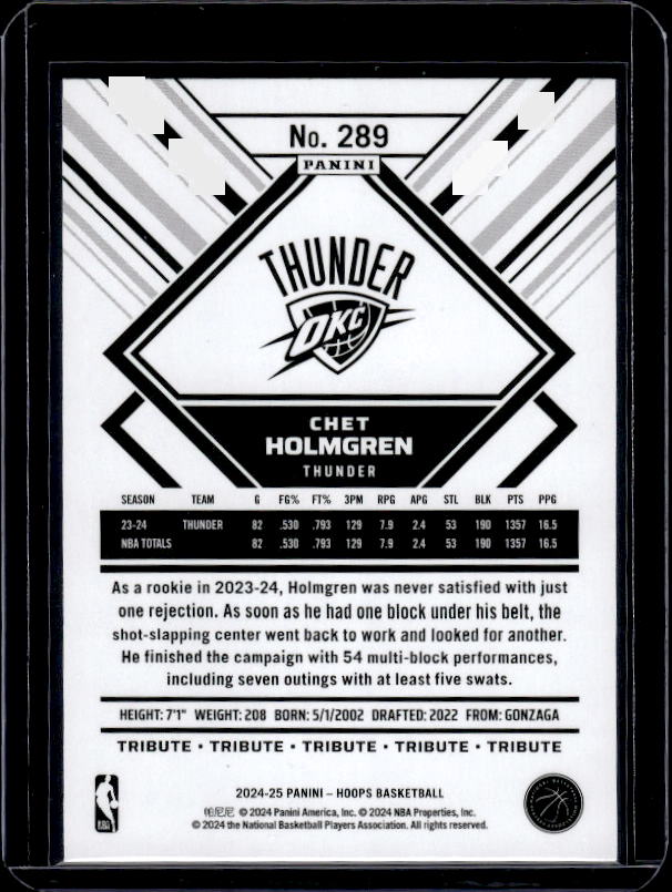 2024-25 Hoops #289 Chet Holmgren