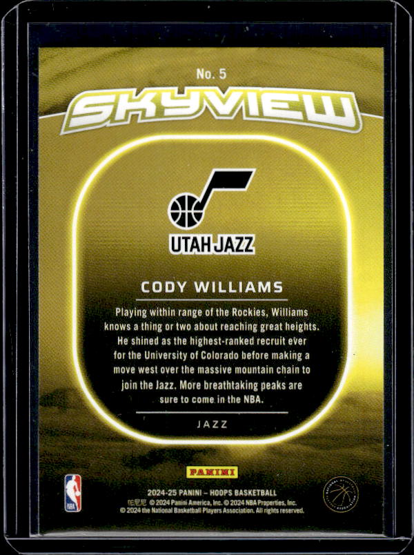 2024-25 Hoops #5 Cody Williams Skyview