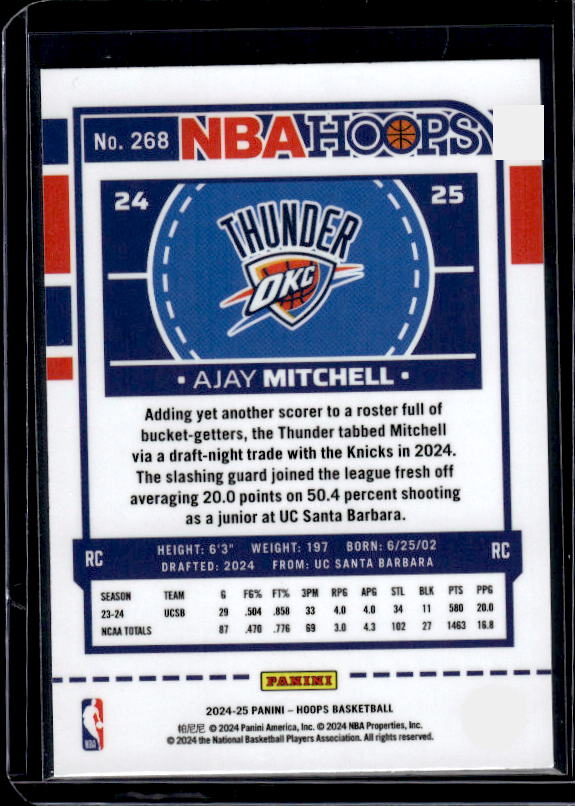 2024-25 Hoops #268 Ajay Mitchell Premium