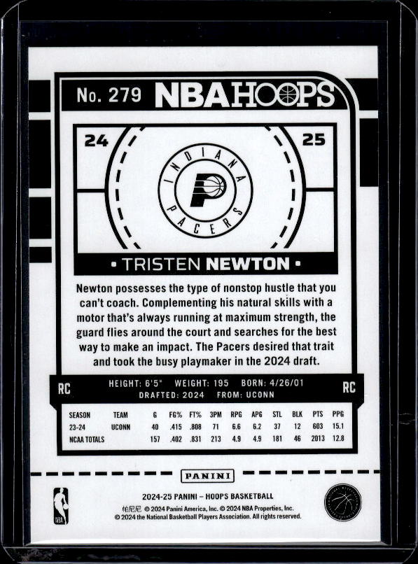 2024-25 Hoops #279 Tristen Newton Blue