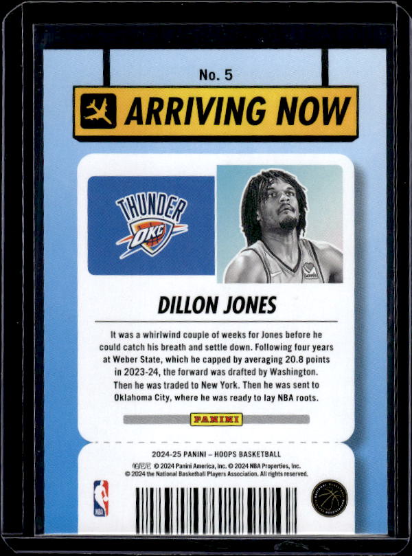 2024-25 Hoops #5 Dillon Jones Arriving Now
