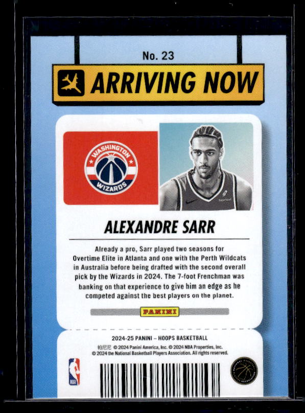 2024-25 Hoops #23 Alexandre Sarr Arriving Now