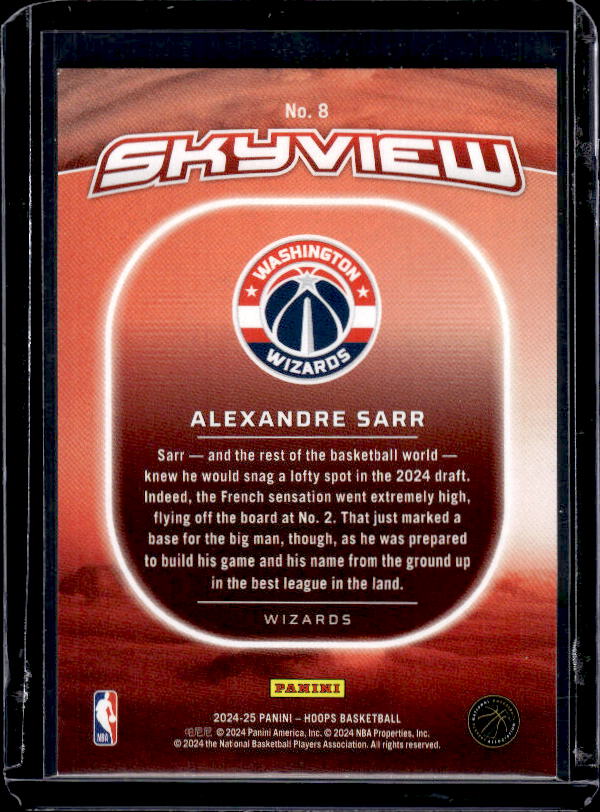 2024-25 Hoops #8 Alexandre Sarr Skyview