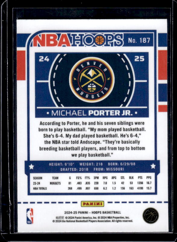 2024-25 Hoops #187 Michael Porter Jr. Premium