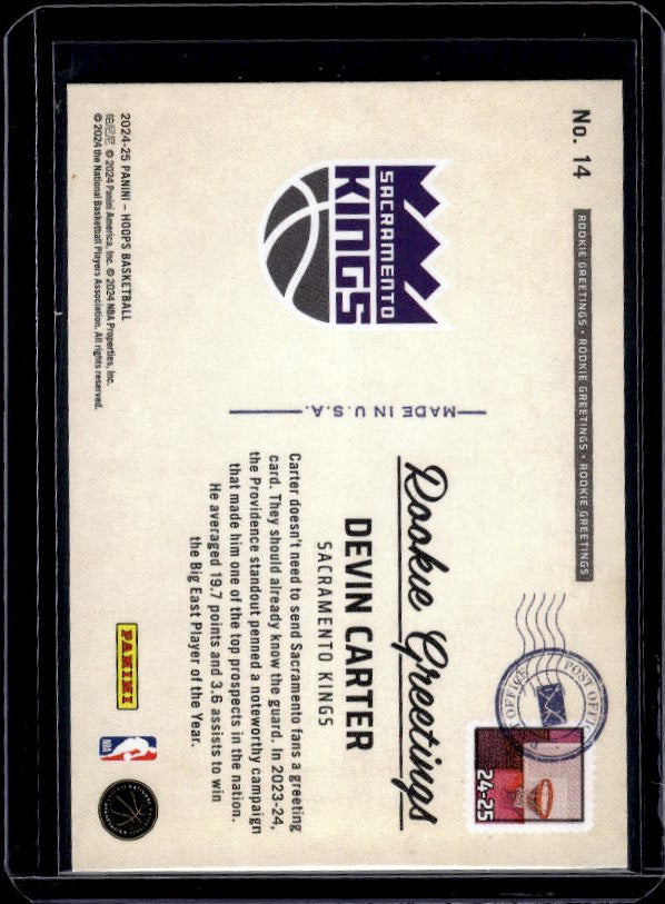 2024-25 Hoops #14 Devin Carter Rookie Greetings