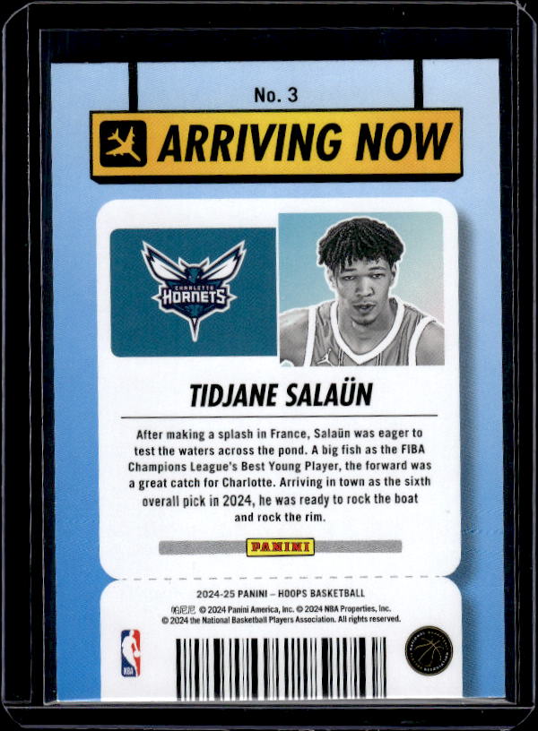 2024-25 Hoops #3 Tidjane Salaun Arriving Now