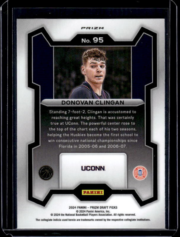 2024 Panini Prizm Draft Picks #95 Donovan Clingan Prizms Purple Wave