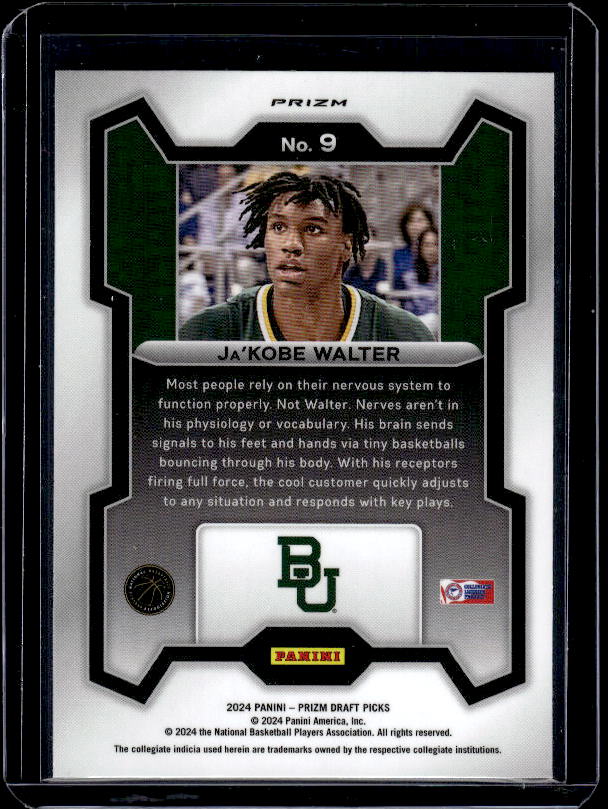 2024 Panini Prizm Draft Picks #9 Ja'Kobe Walter Prizms Green