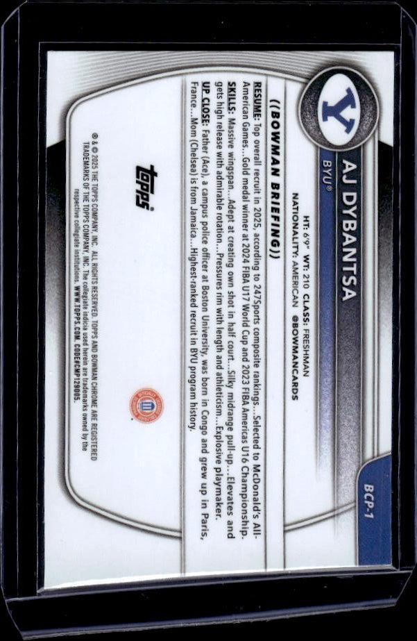 2025-26 Bowman #BCP-1 AJ Dybantsa Chrome Prospects