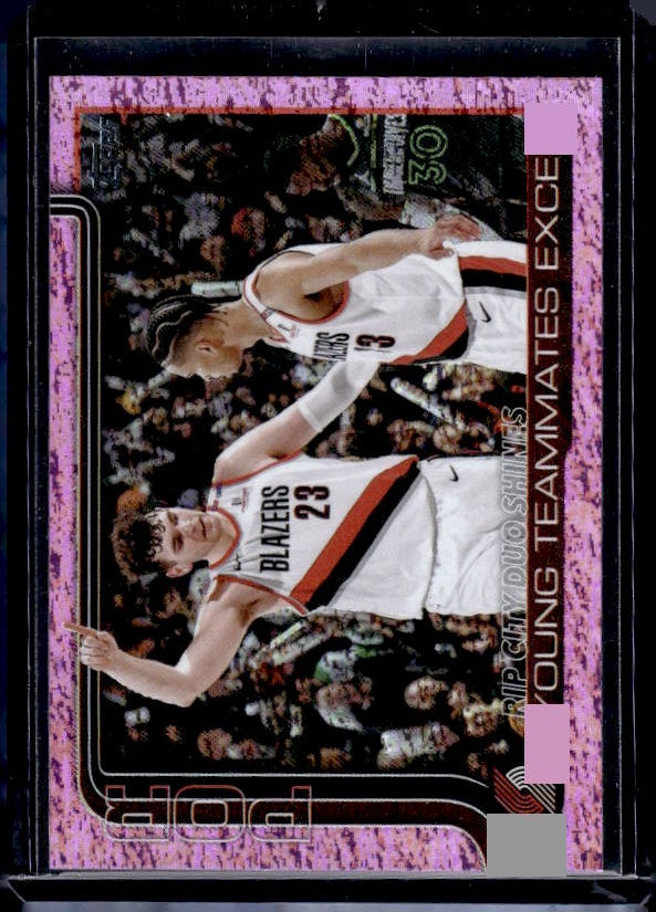 2025-26 Topps #289 Rip City Duo Shines: Young Teammates Excel Pink Holo Foil