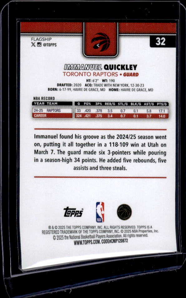 2025-26 Topps #32 Immanuel Quickley