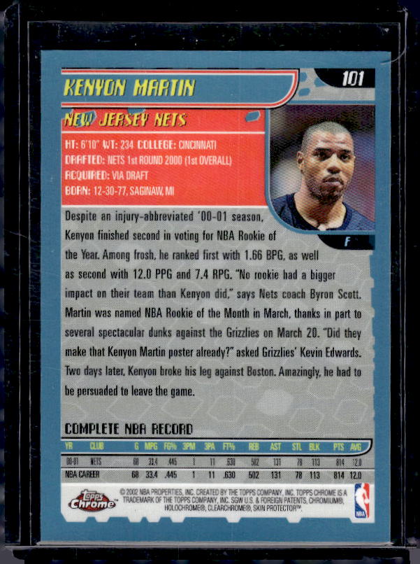 2001-02 Topps Chrome #101 Kenyon Martin