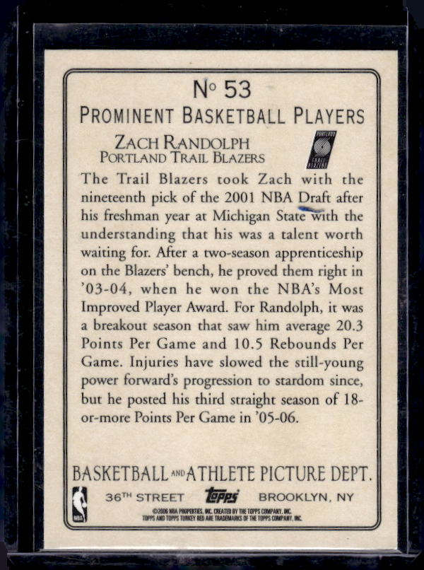 2006-07 Topps Turkey Red #53 Zach Randolph