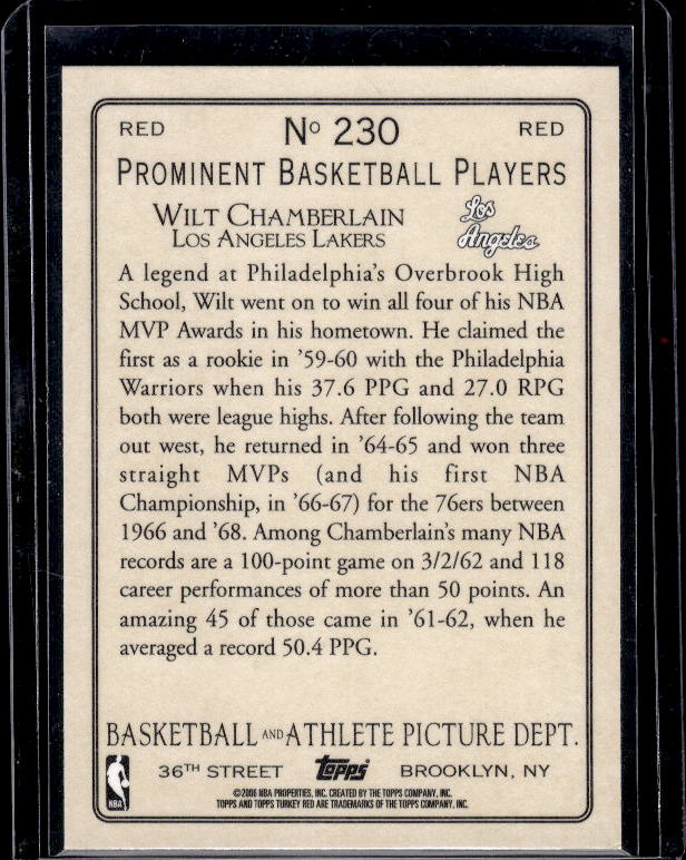 2006-07 Topps Turkey Red #230 Wilt Chamberlain Red