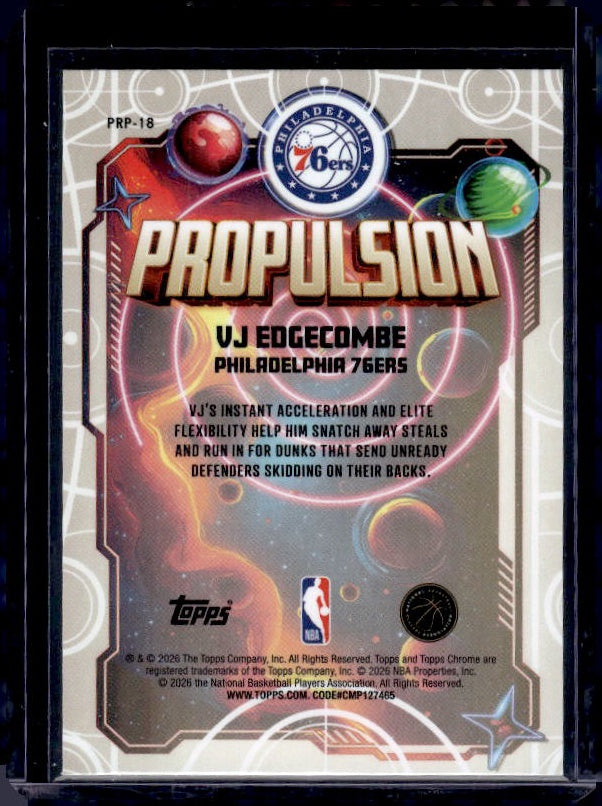 2025-26 Topps Chrome Cosmic #PRP-18 VJ Edgecombe Propulsion