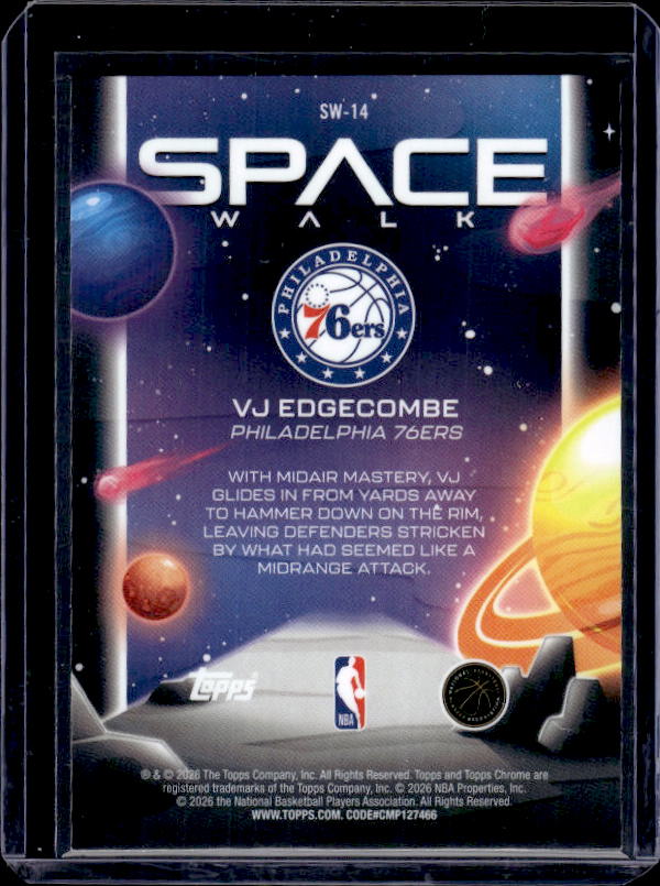 2025-26 Topps Chrome Cosmic #SW-14 VJ Edgecombe Space Walk