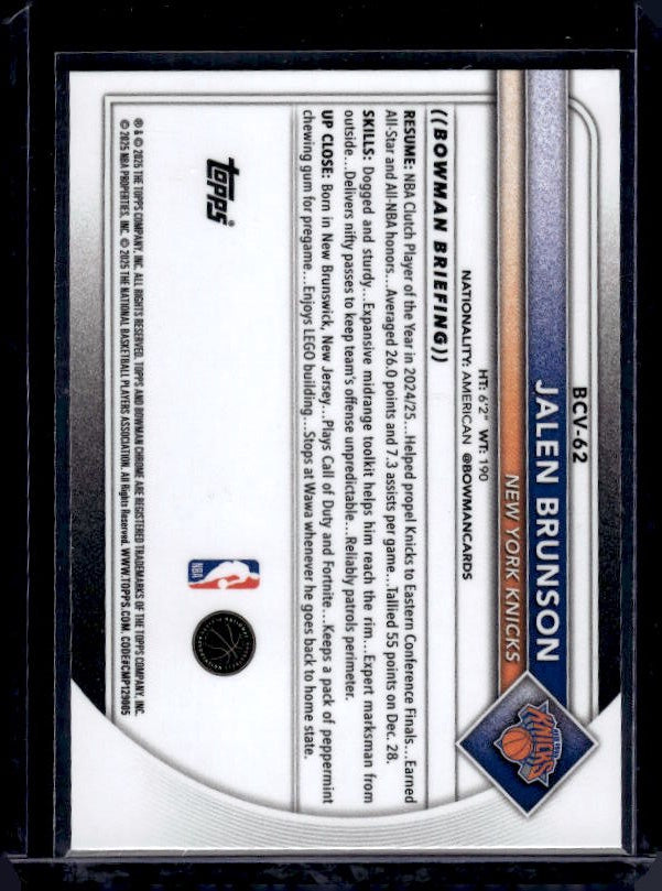 2025-26 Bowman #BCV-62 Jalen Brunson Chrome