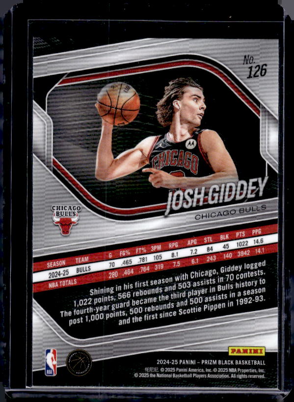 2024-25 Panini Prizm Black #126 Josh Giddey