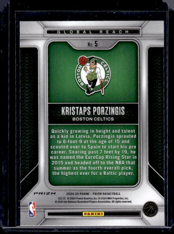 2024-25 Panini Prizm #5 Kristaps Porzingis Global Reach Prizms Green