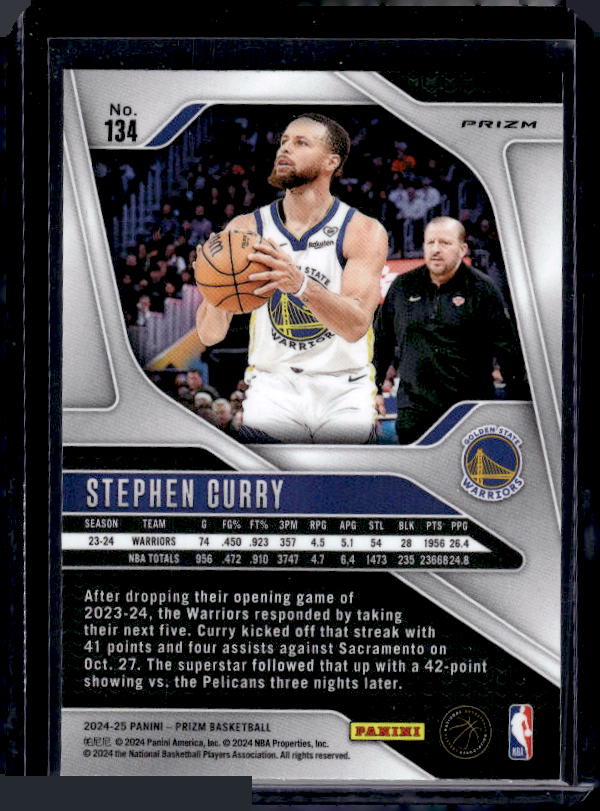 2024-25 Panini Prizm #134 Stephen Curry Prizms Red White and Blue