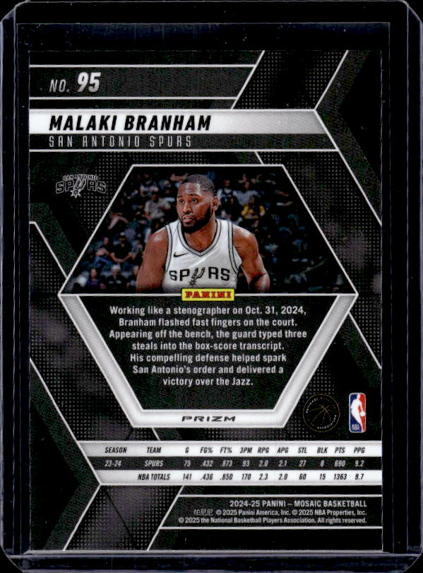 2024-25 Panini Mosaic #95 Malaki Branham Silver