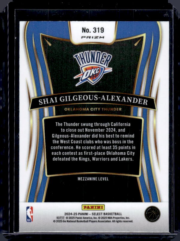 2024-25 Panini Select #319 Shai Gilgeous-Alexander Blue Cracked Ice Prizm