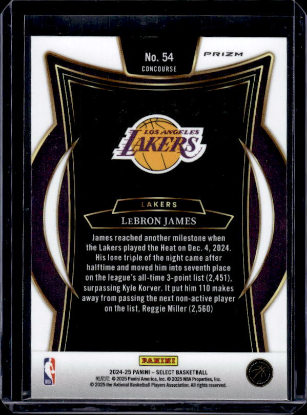 2024-25 Panini Select #54 LeBron James Orange Flash Prizm