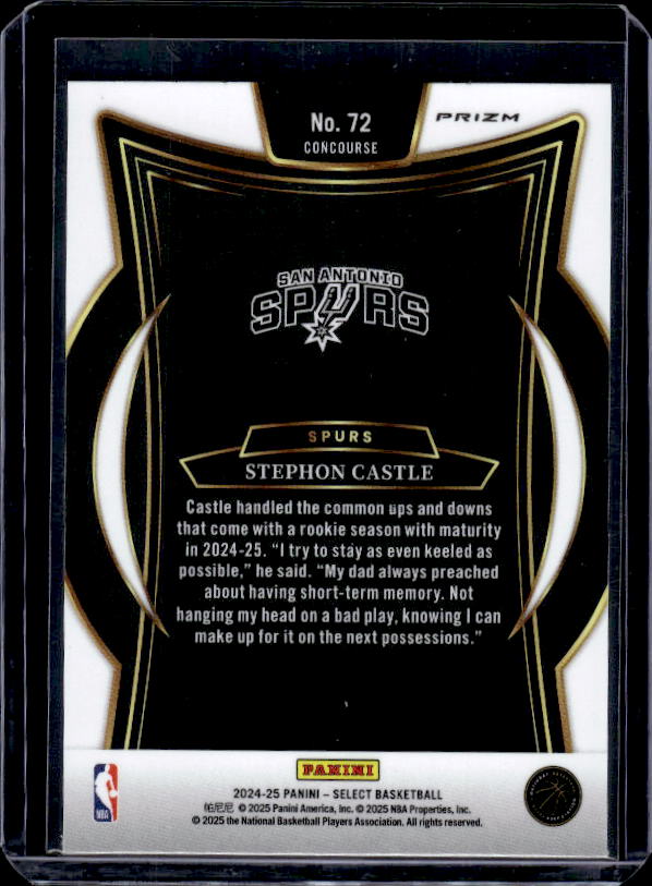 2024-25 Panini Select #72 Stephon Castle Red Cracked Ice Prizm